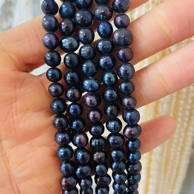 Natural Freshwater Pearl Round Beads 7 - 8 mm - 15.5"inches Strand - Beadsy Beads