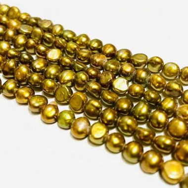 Natural Freshwater Pearls Baroque Nugget Beads 7 - 8mm - 15"inch Strand Bronze Gold - Beadsy Beads