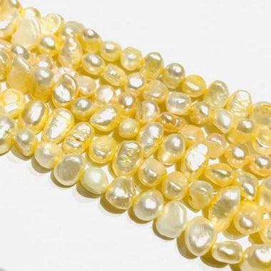 Natural Freshwater Pearls Baroque Nugget Beads 7 - 8mm - 15"inch Strand Cream White - Beadsy Beads