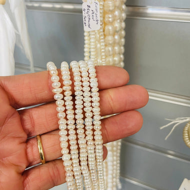 Natural Freshwater Pearls Beads 4 - 5 mm - 15.5"inches Strand White - Beadsy Beads