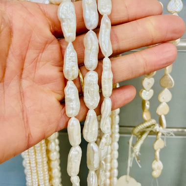 Natural Freshwater Pearls Beads Bamboo 22x8 mm - 15.5"inches Strand White - Beadsy Beads