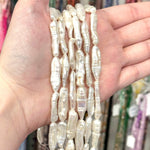 Natural Freshwater Pearls Beads Bamboo 28x8 mm -15.5"inches Strand White - Beadsy Beads