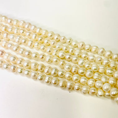 Natural Freshwater Pearls Beads Potato 6 - 7 mm - 15.5"inches Strand White - Beadsy Beads
