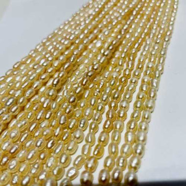 Natural Freshwater Pearls Rice Beads 5mm - 15"inches Strand white Ivory - Beadsy Beads