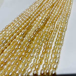 Natural Freshwater Pearls Rice Beads 5mm - 15"inches Strand white Ivory - Beadsy Beads