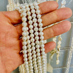 Natural Freshwater Pearls Round Beads 6 - 7mm - 15.5"inches Strand White - Beadsy Beads