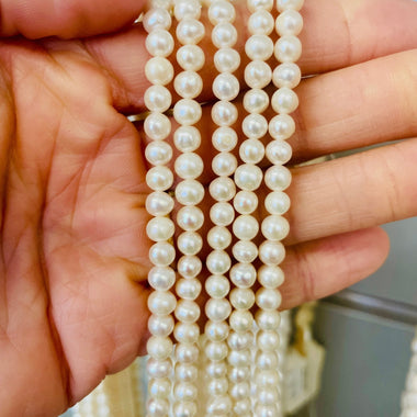 Natural Freshwater Pearls Round Beads 9 - 10 mm - 15.5"inches Strand White - Beadsy Beads