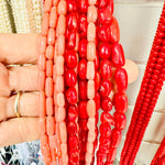 Natural Irradiated Coral Bamboo Mix Bead - 15.5"inches Strand - Beadsy Beads