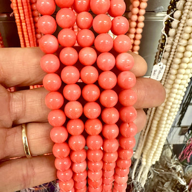 Natural Irradiated Pink Coral Round Bead 8 - 9mm - 15.5"inches Strand - Beadsy Beads