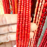 Natural Irradiated Red Coral Barrel Bead 4mm - 15.5"inches Strand - Beadsy Beads