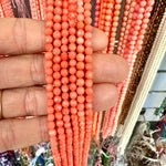 Natural Non Dyed Pink Coral Bead Faceted 4mm - 15.5"inches Strand - Beadsy Beads