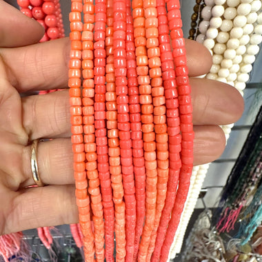 Natural Pink Coral Barrell Bead 4mm - 15.5"inches Strand - Beadsy Beads