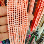 Natural Pink Coral Bead Round Faceted 4mm - 15.5"inches Strand - Beadsy Beads