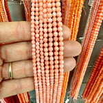 Natural Pink Coral Bead Round Faceted 4mm - 15.5"inches Strand - Beadsy Beads