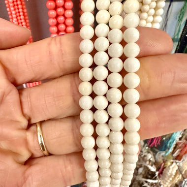 Natural White Coral Bead Round 6mm - 15.5"inches Strand - Beadsy Beads