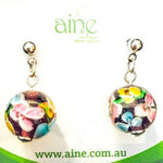NIckel Free Stud Earrings Handmade glass Flower encased Purple - Beadsy Beads