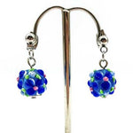 Nickel Free Stud Earrings Handmade Glass Flower the Blues - Beadsy Beads