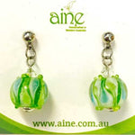 Nickel Free Stud Earrings handmade glass Swirly Greenery - Beadsy Beads