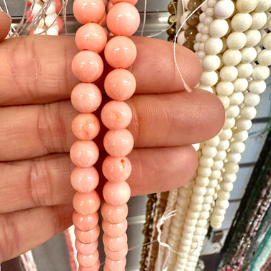 Non Dyed Natural Coral Round Bead 8mm - 15.5"inches Strand - Beadsy Beads