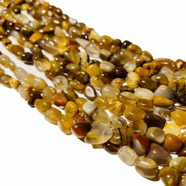Petrified Wood Crystal Tumbled Nugget Gemstones Beads 6 - 8mm – 15.5″ Strand - Beadsy Beads