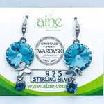 925 Sterling silver Swarovski Hooks Earrings Round Butterfly crystal multicolours