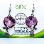 925 Sterling silver Swarovski Hooks Earrings Round Butterfly crystal multicolours