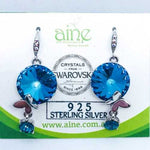 925 Sterling silver Swarovski Hooks Earrings Round Butterfly crystal multicolours