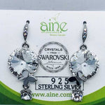 925 Sterling silver Swarovski Hooks Earrings Round Butterfly crystal multicolours