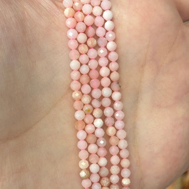 Pink Opal Crystal Faceted Round Gemstones Beads 3mm - 15.5" Strand - Beadsy Beads