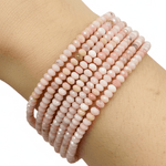 Pink Opal Peruvian Crystal Faceted Rondelle Gemstones Beads 4mm -15.5" Strand - Beadsy Beads