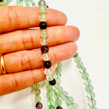 Rainbow Fluorite Crystal Gemstone Round Beads 6mm - 15.5 inches strand - Beadsy Beads