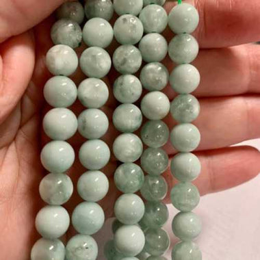RARE Green Angelite / Celestite Loose Gemstone Beads 8mm - 15.5in Strand - Beadsy Beads