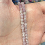 RARE! Kunzite Crystal Gemstone Beads Faceted Cube 4mm - 15.5in Strand - Beadsy Beads