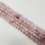 RARE! Kunzite Crystal Gemstone Beads Faceted Round Size 4mm - 15.5in Strand - Beadsy Beads