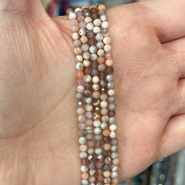 RARE! PINK Botswana Agate Facated Round Gemstone Beads 3mm - 15.5 inches strand | Comforting Energies and Inner Stability - Beadsy Beads