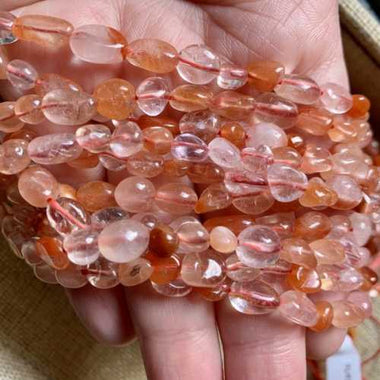Red Quartz Crystal Tumbled Nugget Gemstones Beads 6 - 8mm – 15.5″ Strand - Beadsy Beads