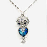Rhodium Plated Swarovski Pendant Necklace Owl - Beadsy Beads