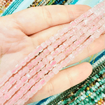Rose Quartz Faceted Cube Crystal Gemstone 4mm 15.5 inches strand - Beadsy Beads