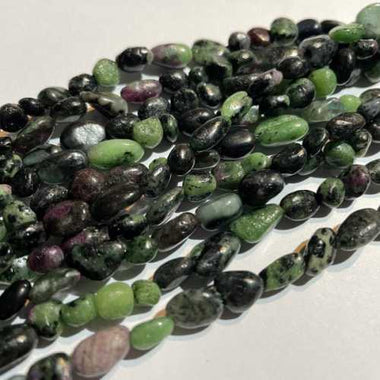 Ruby Zoisite Tumbled Nugget Gemstones Beads 7 - 8mm - 15.5" Strand - Beadsy Beads