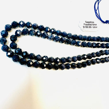 Sapphire Crystal Faceted Round Gemstones Beads 6mm - 15.5" Strand - Beadsy Beads