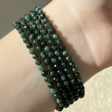 Seraphinite Round Faceted Crystal Gemstone 4mm 15.5 inches strand