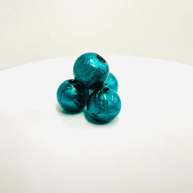 Silver Foil Round Beads 12mm Teal / 4 pcs - Beadsy Beads