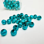 Silver Foiled Round Beads Teal 8mm / 5 pcs - Beadsy Beads
