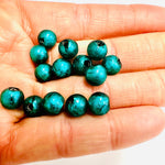 Silver Foiled Round Beads Teal 8mm / 5 pcs - Beadsy Beads