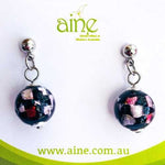 Stud Earrings Handmade Glass Silver Foiled Round 10mm Black / Topaz / Pink - Beadsy Beads
