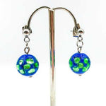Stud Earrings Handmade Glass Silver Foiled Round 12mm Blue / Green - Beadsy Beads