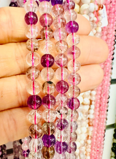 Super 7 Crystal Gemstone Round Beads 6mm - 15inches - Beadsy Beads