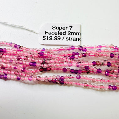 Super 7 (Melody Stone) Crystal Gemstone Round Faceted Beads 2mm - 15inches - Beadsy Beads