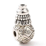 Tibetan Style Alloy 3 Hole Guru Beads, T - Drilled Beads, Gourd, Antique Silver, 8x7mm, Hole: 5mm and 1.8mm - 4 set - Beadsy Beads