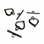 Toggle Clasp - White Gold Plated Love Heart 5pcs - Beadsy Beads